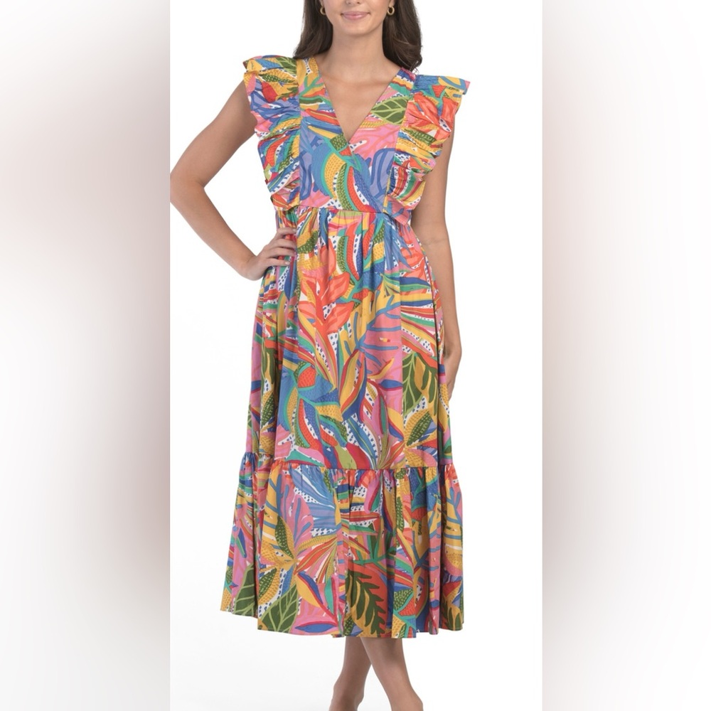 NWOT Sugarlips ruffle sleeve midi